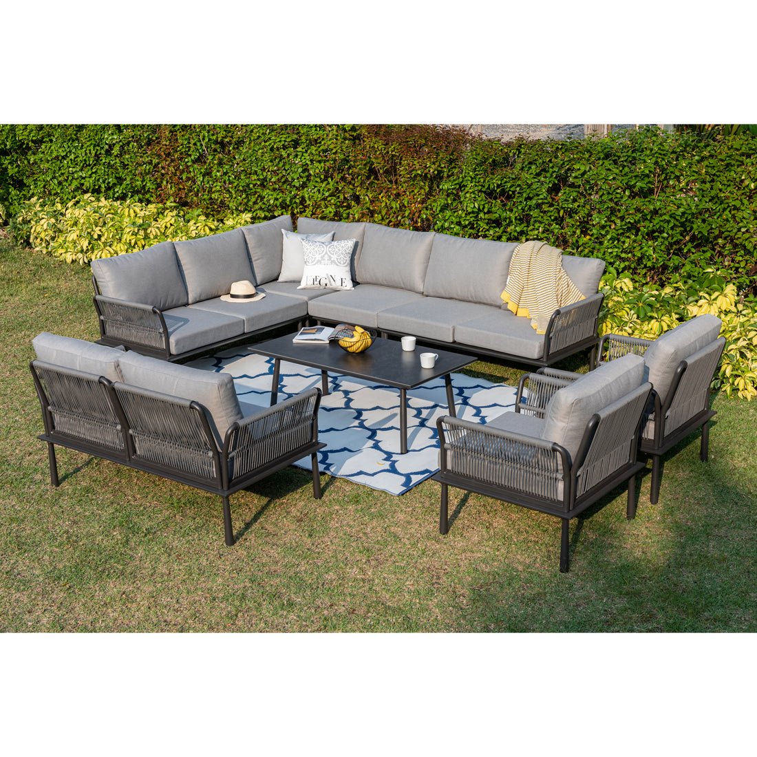 XXL Luxus Aluminium Lounge Set Madri Nero / Wetterfest, Hochwertig &amp; Perfektion in ihrer schönsten Form