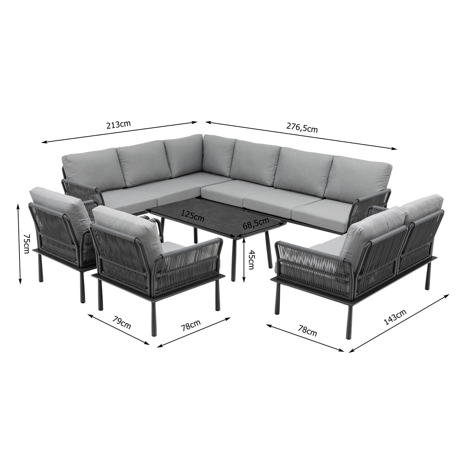 Schaffe deine Outdoor Oase! Exklusive Lounge Madri Nero / Wetterfest, Hochwertig &amp; Perfektion in ihrer schönsten Form