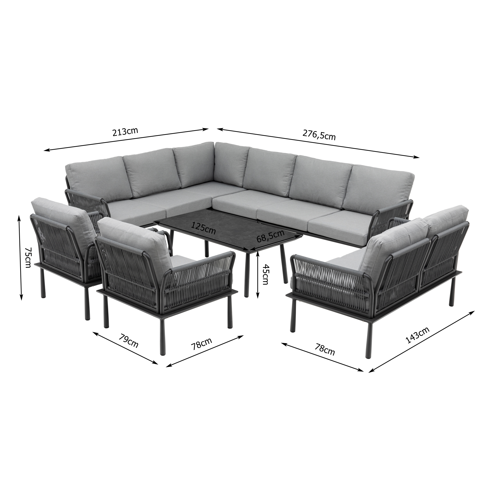 Schaffe deine Outdoor Oase! Exklusive Lounge Madri Nero / Wetterfest, Hochwertig &amp; Perfektion in ihrer schönsten Form