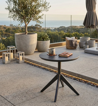 Premium Beistelltisch Madri Nero / Aluminium Gestell kombiniert mit Sintered - Stone Tischplatte