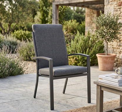 PREMIUM! Aluminium Dining Sessel Neapel grau / stapelbar