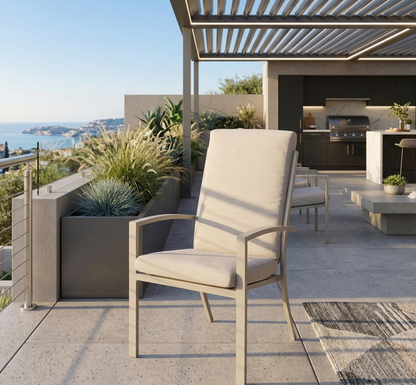PREMIUM! Aluminium Dining Sessel Neapel natur / stapelbar