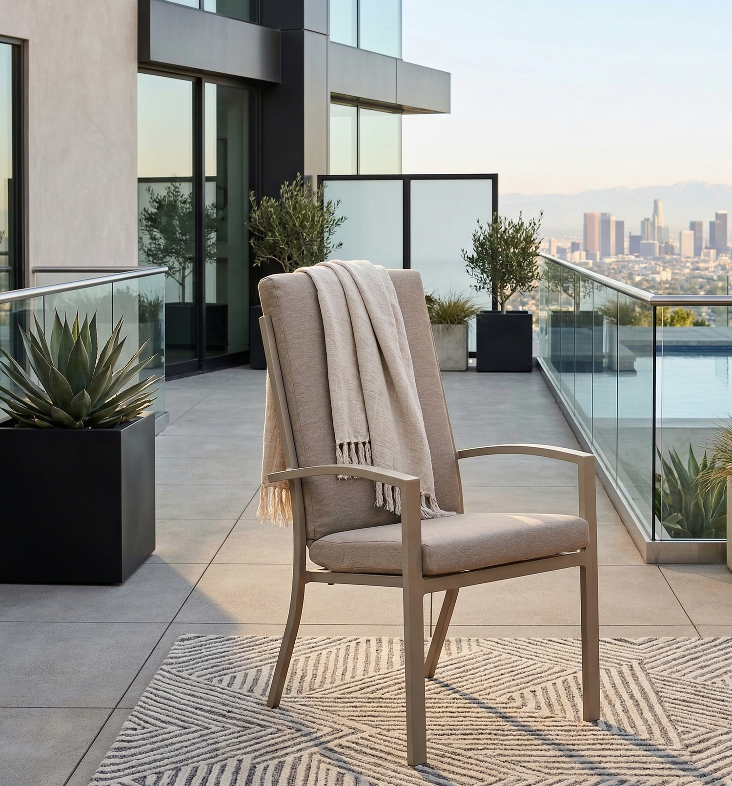 PREMIUM! Aluminium Dining Sessel Neapel natur / stapelbar