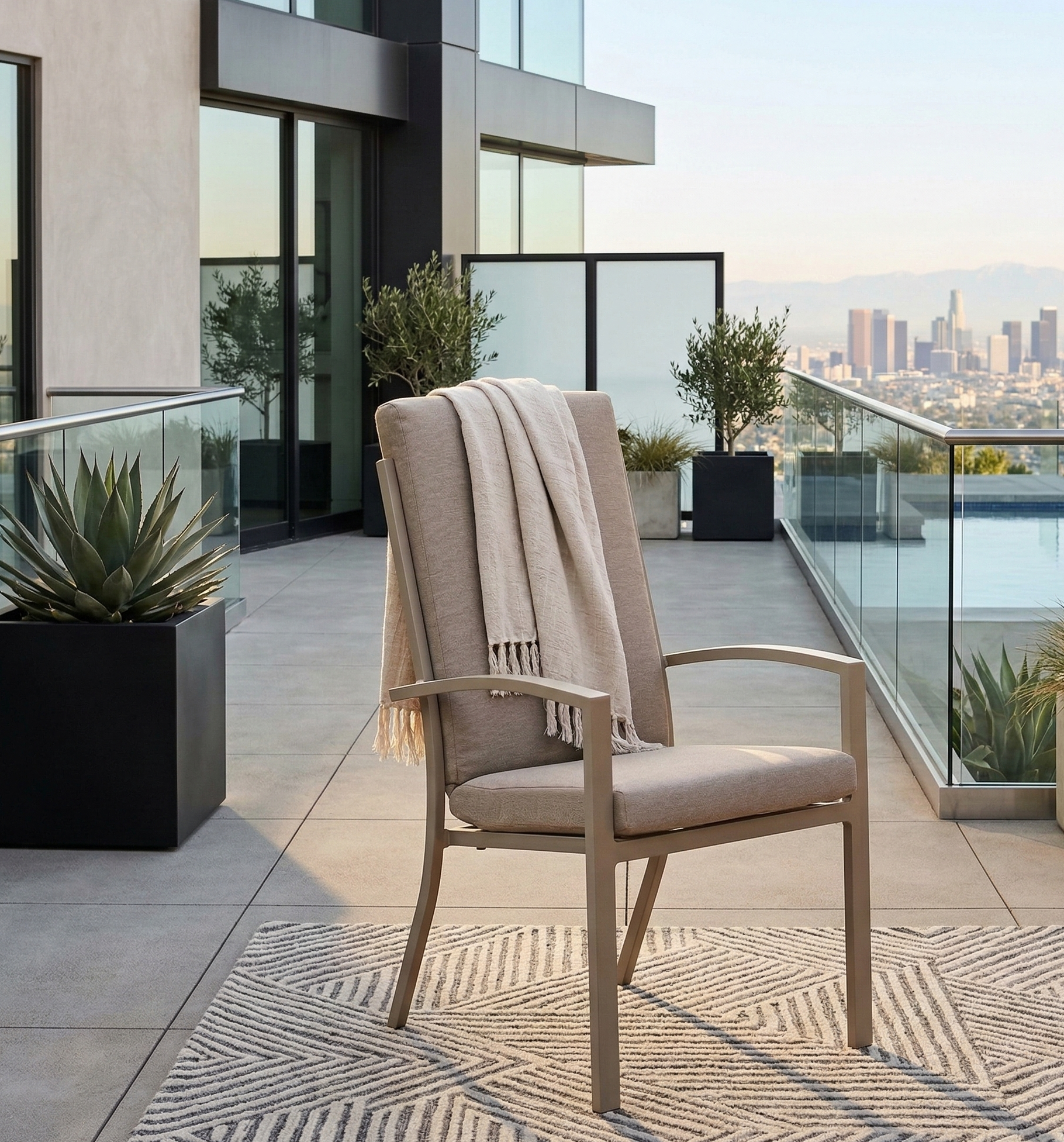 PREMIUM! Aluminium Dining Sessel Neapel natur / stapelbar