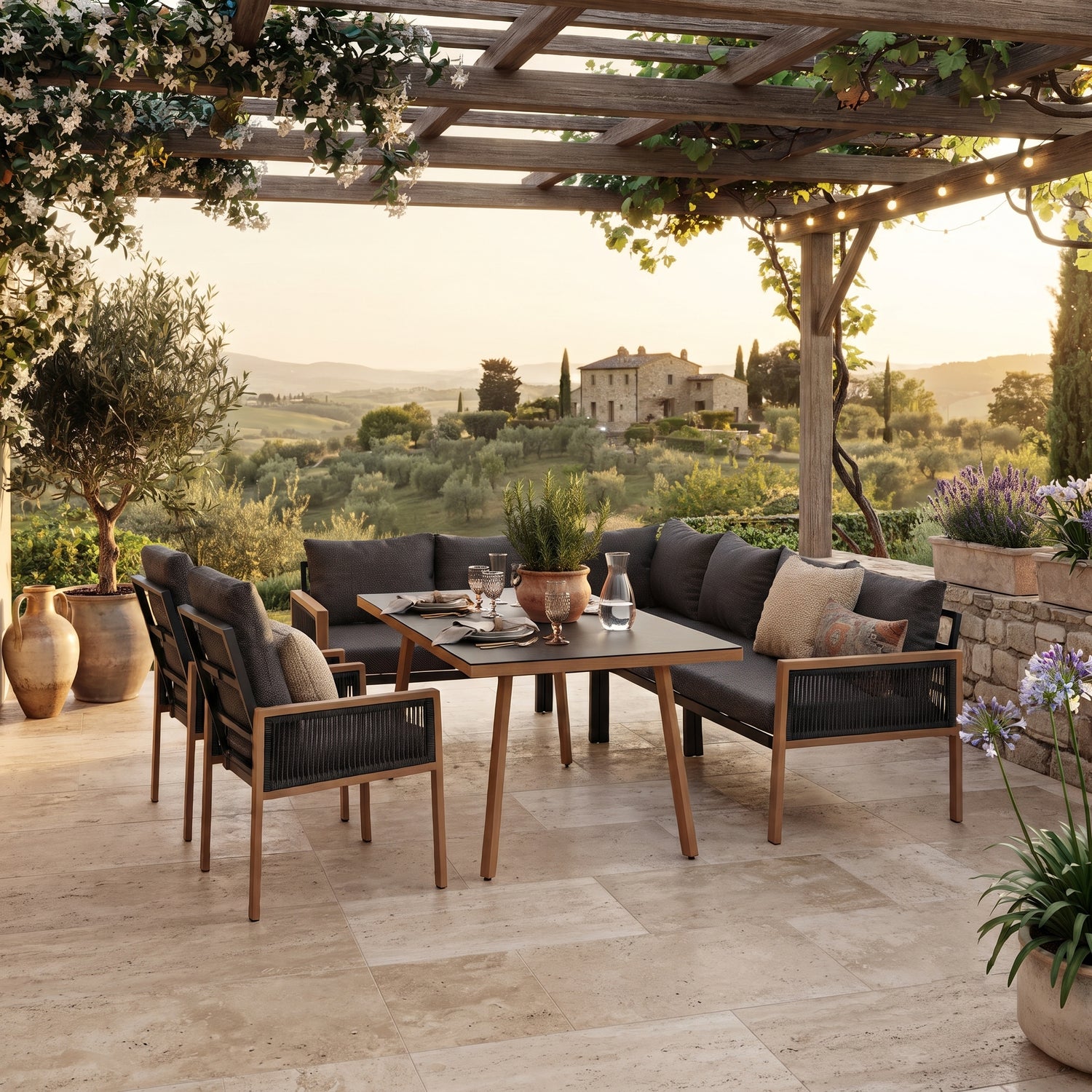 AUS DER AUSSTELLUNG ☀️  Comfort Dining Eck-Lounge Aria inkl. 2x Sessel / extra hoher Rücken