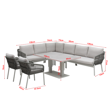 ⚽️ 🏆Unser WM Special! ⚽️🏆 Exklusiv! Loungetisch oder Esstisch? Du entscheidest per Knopfdruck! Ecklounge Set Solara