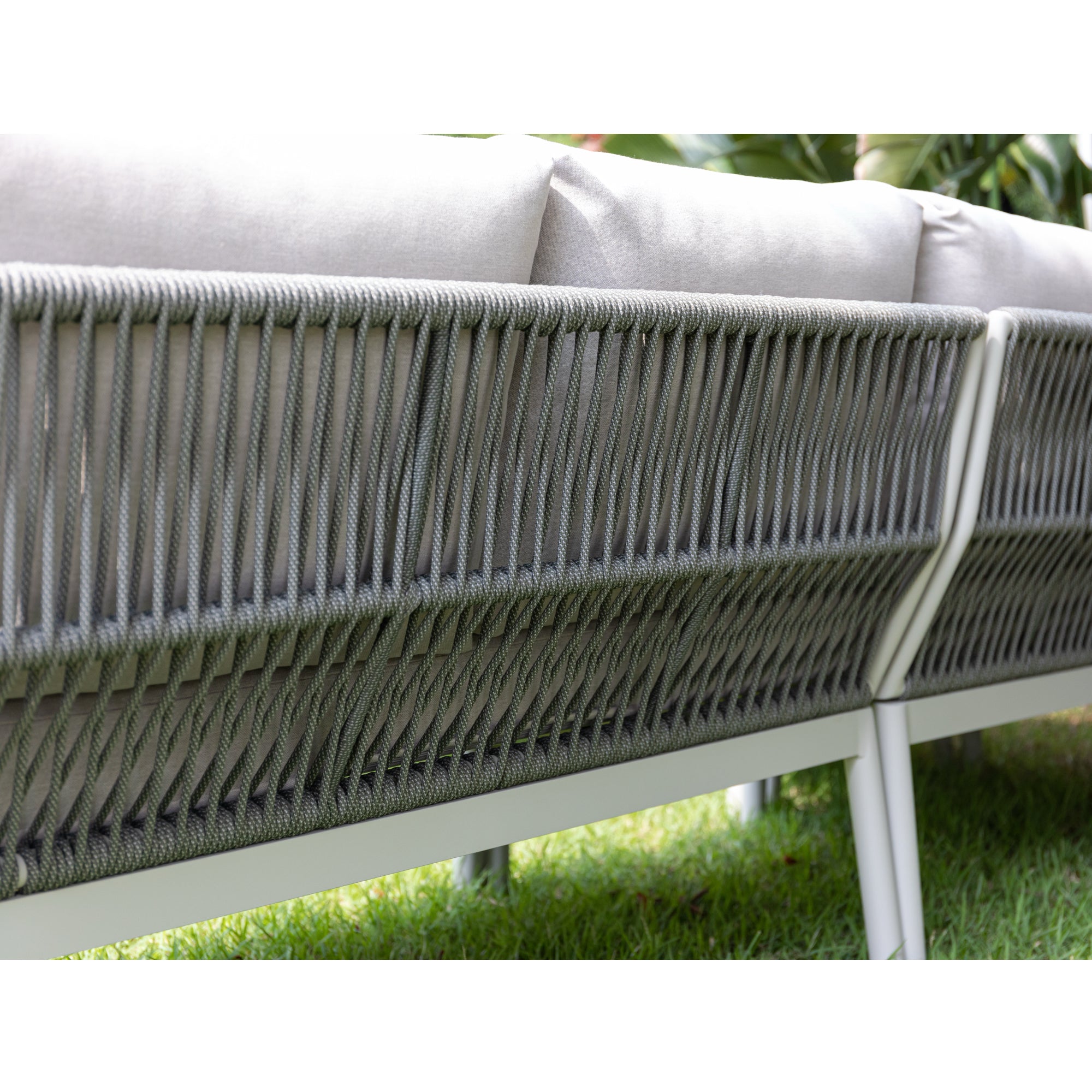 XXL Luxus: Aluminium / Rope Dining Ecklounge Set Solara inkl. 2 Sessel und höhenverstellbare Tisch variabel stellbar