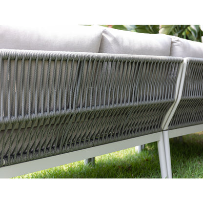 XXL Luxus: Aluminium / Rope Dining Ecklounge Set Solara inkl. 2 Sessel und höhenverstellbare Tisch variabel stellbar