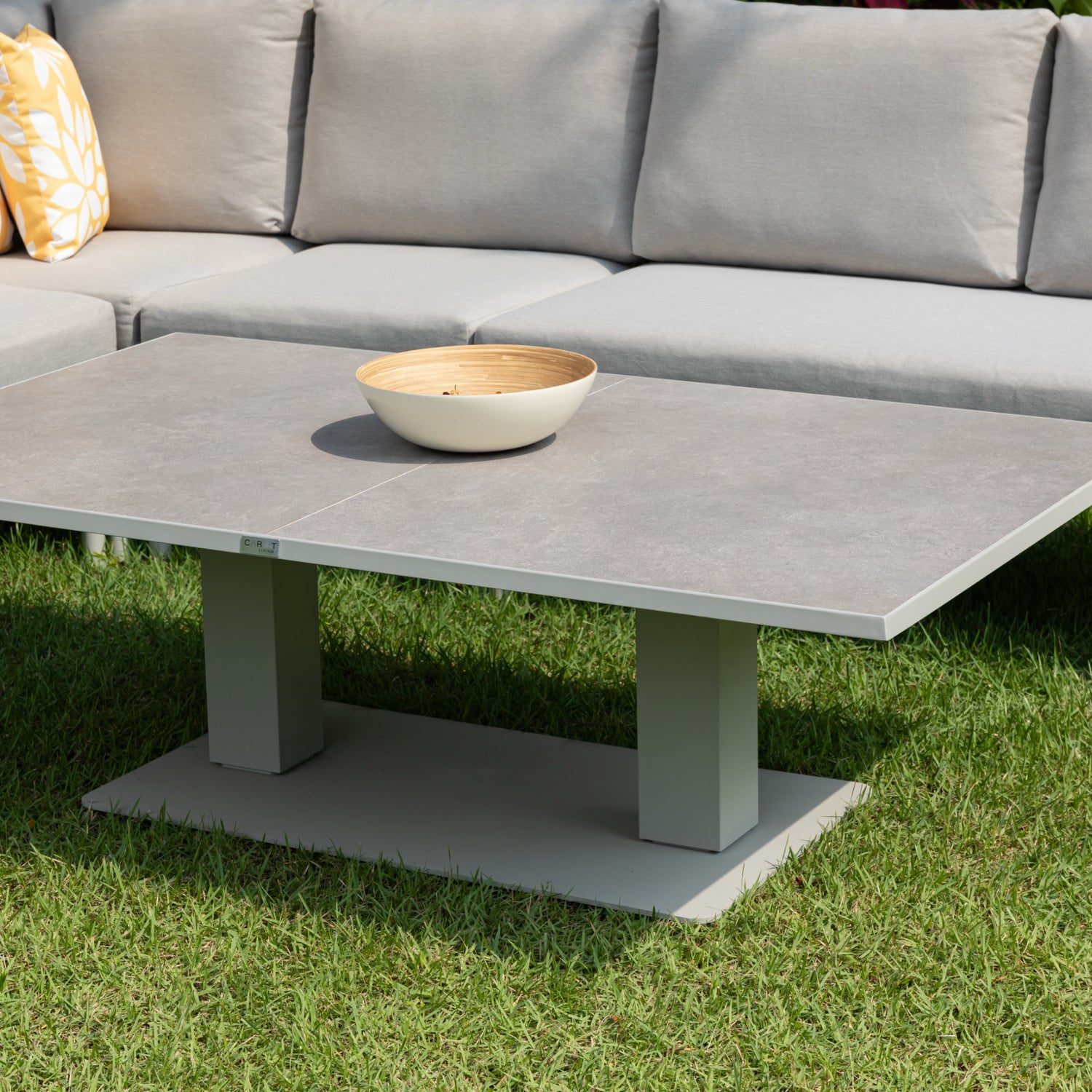 XXL Luxus: Aluminium / Rope Dining Ecklounge Set Solara inkl. 2 Sessel und höhenverstellbare Tisch variabel stellbar