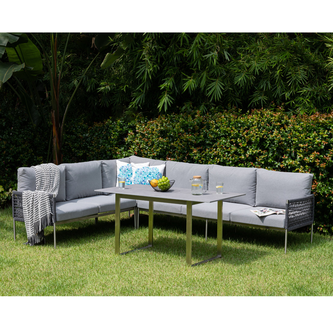 Edelstahl Dining Eck Lounge Set Vogue