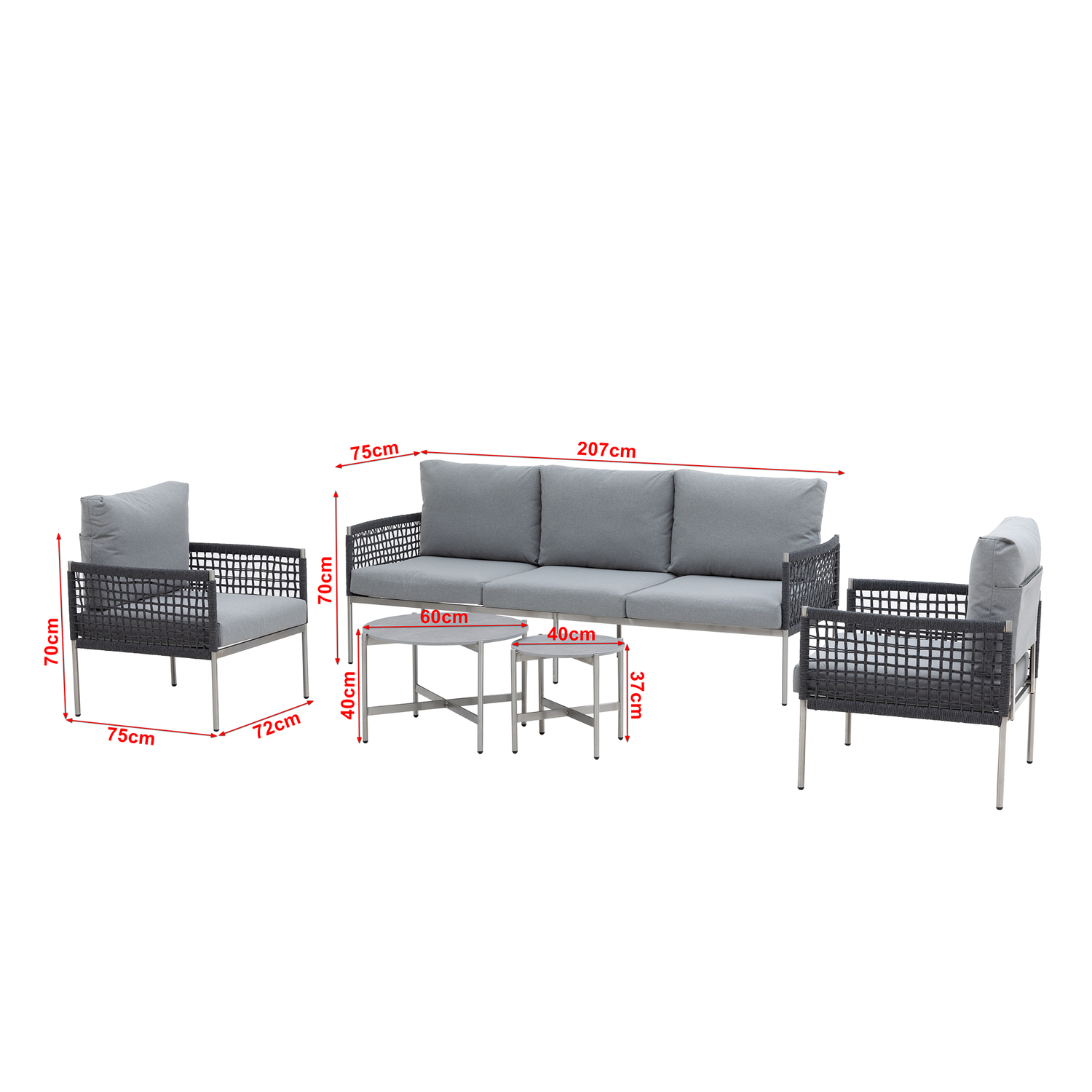 Premium Gartenmöbel Set Edelstahl / Rope Lounge Set Vogue