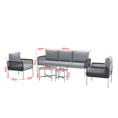 Premium Gartenmöbel Set Edelstahl / Rope Lounge Set Vogue
