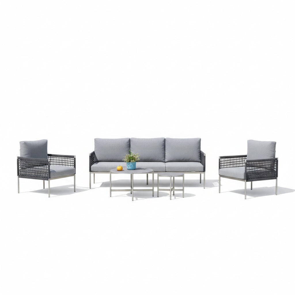 Premium Gartenmöbel Set Edelstahl / Rope Lounge Set Vogue