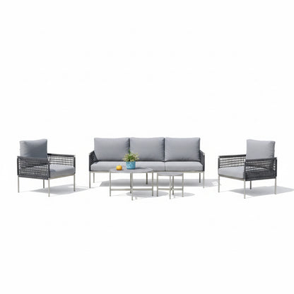 Premium Gartenmöbel Set Edelstahl / Rope Lounge Set Vogue