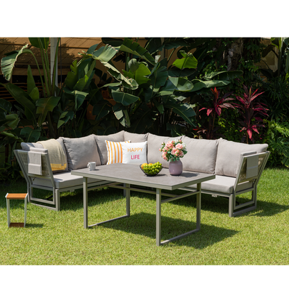 Alu / Polycord Rope Dining Ecklounge Set Madri Deluxe 3in1 Funktion variabel stellbar absenkbare Armlehnen