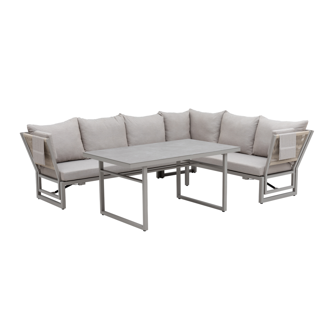 Alu / Polyrope Cord  Dining Ecklounge Set Madri Deluxe 3in1 Funktion variabel stellbar absenkbare Armlehnen
