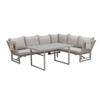 Alu / Polycord Rope Dining Ecklounge Set Madri Deluxe 3in1 Funktion variabel stellbar absenkbare Armlehnen