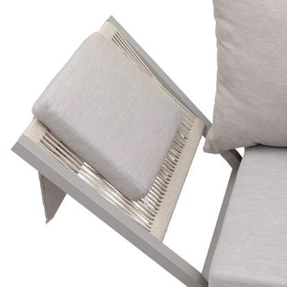 Alu / Polycord Rope Dining Ecklounge Set Madri Deluxe 3in1 Funktion variabel stellbar absenkbare Armlehnen