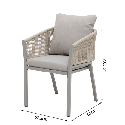 Aluminium / Polycord Rope Dining Sessel Madri (creme/beige)