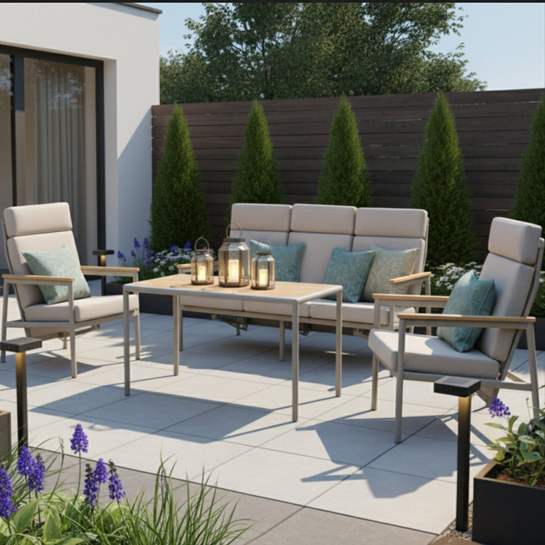 Alu Dining Lounge Move Set Solea mit verstallbarem Rücken mit Gasdruckfeder