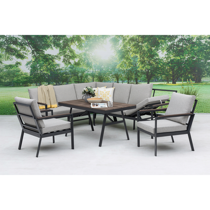 XL Aluminium / Nonwood Dining Lounge Set Royal Oak anthrazit / natur grau