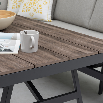 XL Aluminium / Nonwood Dining Lounge Set Royal Oak anthrazit / natur grau