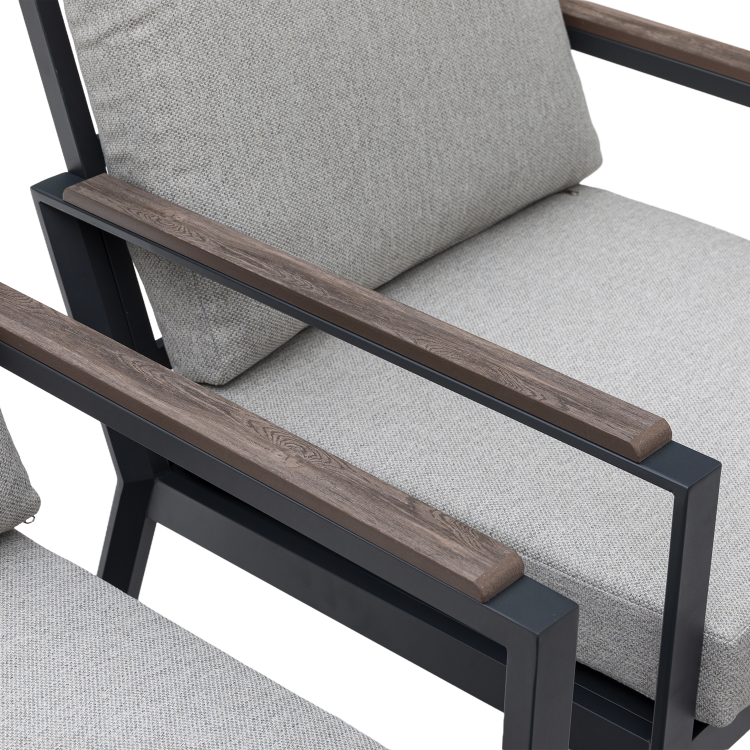 XL Aluminium / Nonwood Dining Lounge Set Royal Oak anthrazit / natur grau