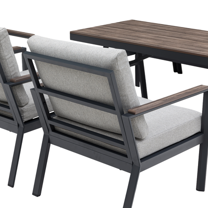 XL Aluminium / Nonwood Dining Lounge Set Royal Oak anthrazit / natur grau