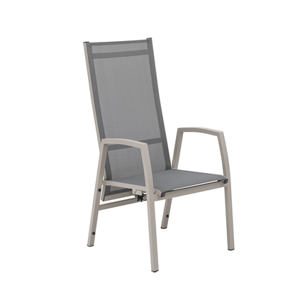 🌼PREMIUM! 13tlg. Alu Dining Move Set Solaya (creme/ beige) - stufenlos verstellbare Rückenlehnen