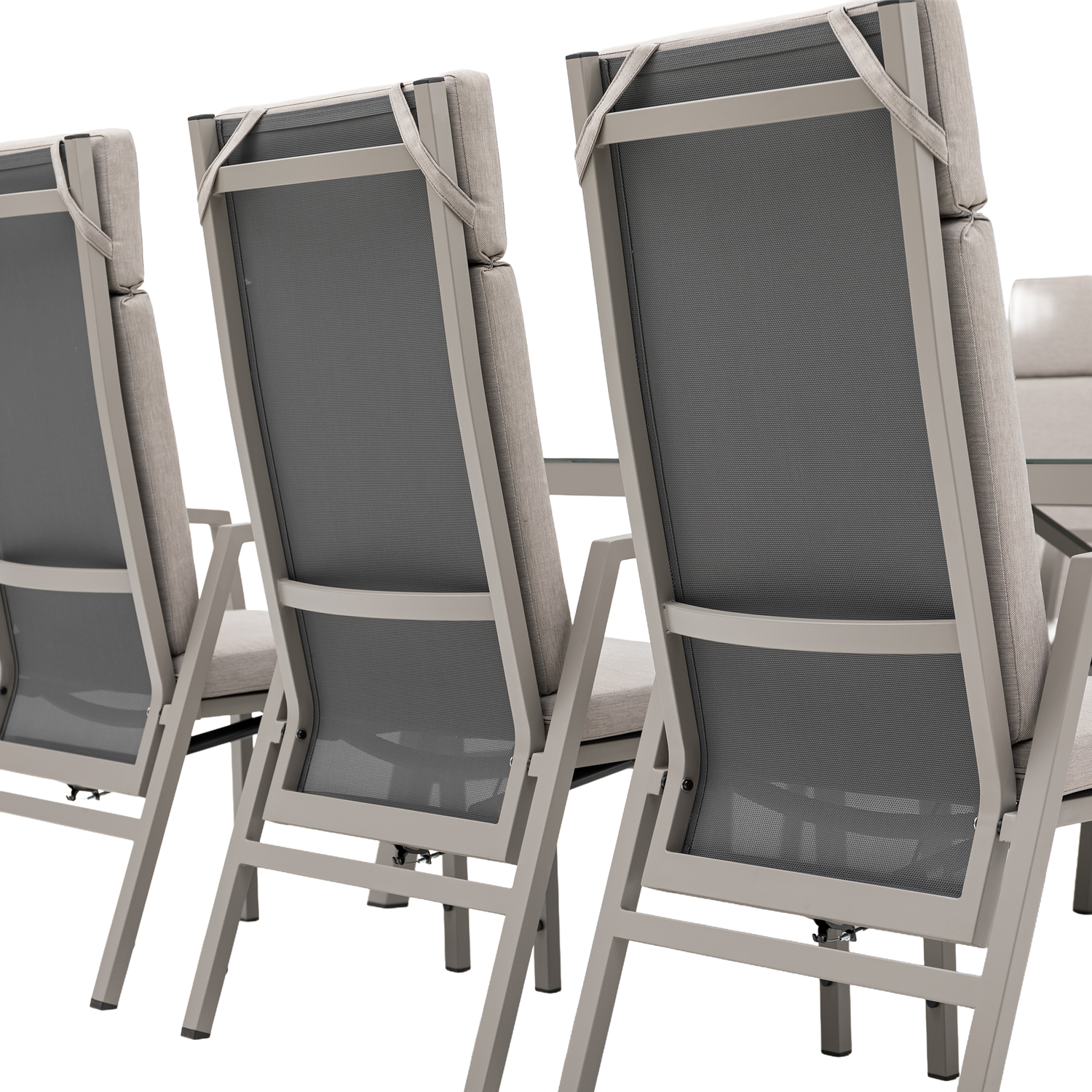 🌼PREMIUM! 13tlg. Alu Dining Move Set Solaya (creme/ beige) - stufenlos verstellbare Rückenlehnen