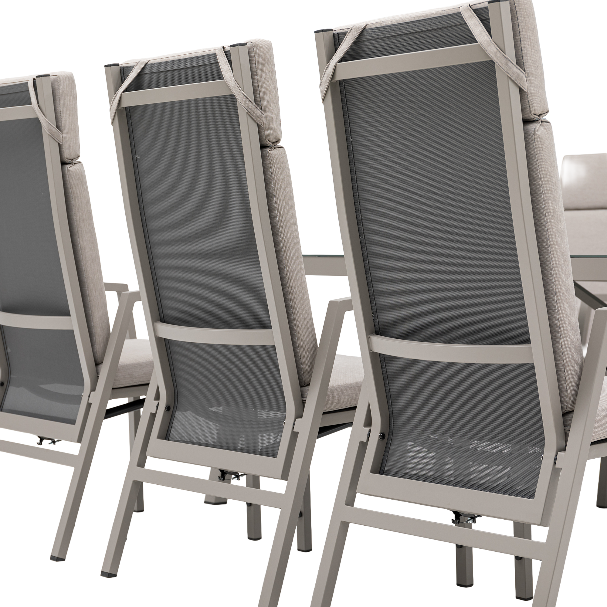 🌼PREMIUM! 13tlg. Alu Dining Move Set Solaya (creme/ beige) - stufenlos verstellbare Rückenlehnen