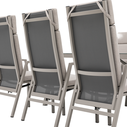 🌼PREMIUM! 13tlg. Alu Dining Move Set Solaya (creme/ beige) - stufenlos verstellbare Rückenlehnen