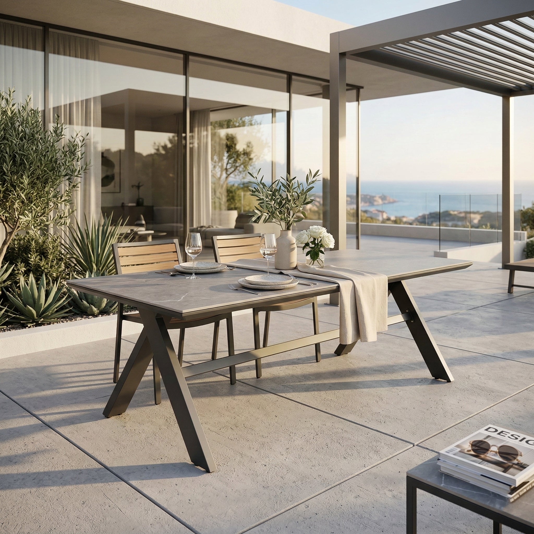 Natürlich modern – Essgruppe Luis &amp; Avantage 210 cm Tisch – Modernes Outdoor-Dining für 6 Personen