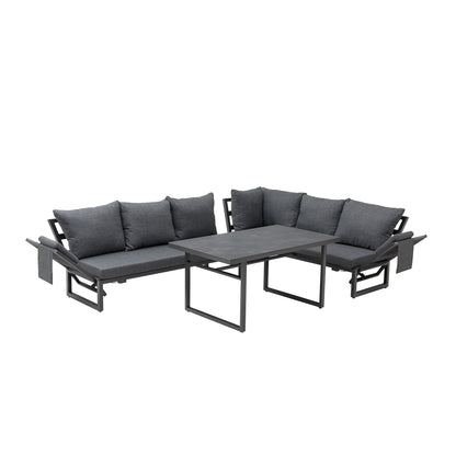 🌼FRÜHLINGS-ANGEBOT🌼  MADRI NERO SET UND 2 x ARCTIC MOVE SESSEL -Alu / Polyrope Cord Dining Ecklounge Set Madri Nero Deluxe 3in1 Funktion variabel stellbar absenkbare Armlehnen