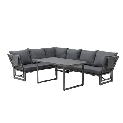 🌼FRÜHLINGS-ANGEBOT🌼  MADRI NERO SET UND 2 x ARCTIC MOVE SESSEL -Alu / Polyrope Cord Dining Ecklounge Set Madri Nero Deluxe 3in1 Funktion variabel stellbar absenkbare Armlehnen
