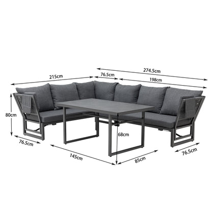 🌼FRÜHLINGS-ANGEBOT🌼  MADRI NERO SET UND 2 x ARCTIC MOVE SESSEL -Alu / Polyrope Cord Dining Ecklounge Set Madri Nero Deluxe 3in1 Funktion variabel stellbar absenkbare Armlehnen