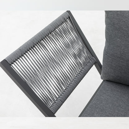 Alu / Polycord Rope Dining Ecklounge Set Madri Nero Deluxe 3in1 Funktion variabel stellbar absenkbare Armlehnen