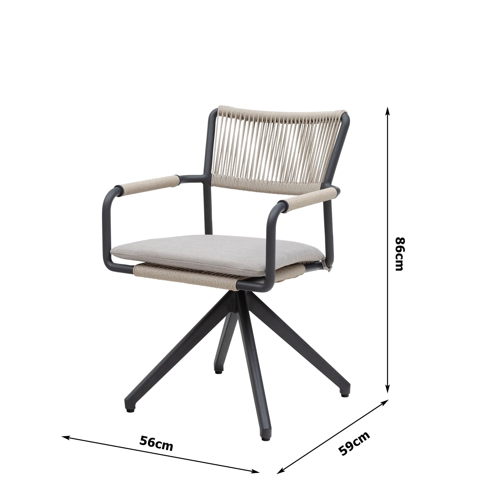 Aluminium / Polycord Rope Drehsessel Corda (creme/beige)