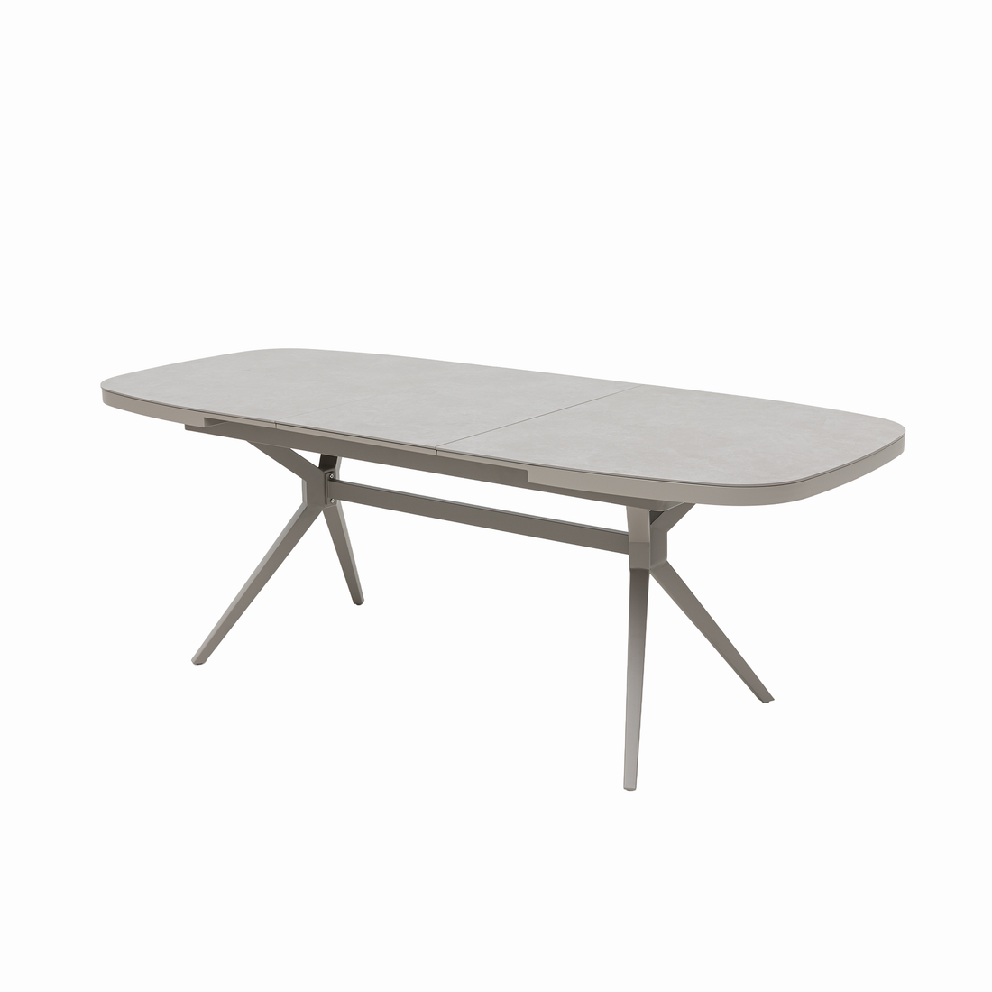 DESIGN! Aurora Ausziehtisch Alu kombiniert mit Sintered Stone Tischplatte / Synchronauszug 167/217x90x76cm (creme/beige)