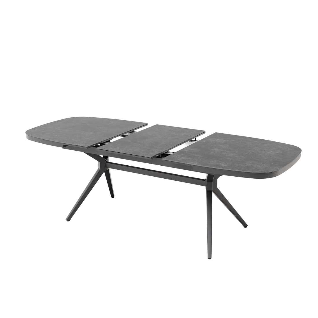 DESIGN! Aurora Ausziehtisch Alu kombiniert mit Sintered Stone Tischplatte / Synchronauszug 167/217x90x76cm
