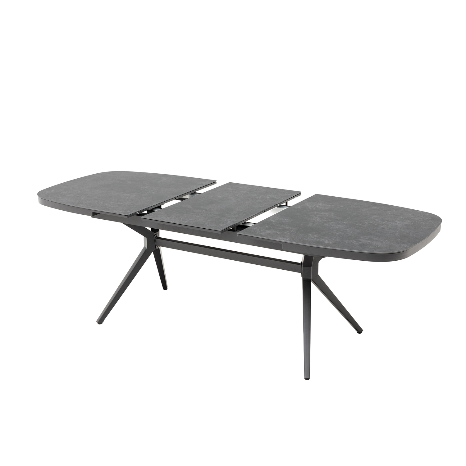 DESIGN! Aurora Ausziehtisch Alu kombiniert mit Sintered Stone Tischplatte / Synchronauszug 167/217x90x76cm