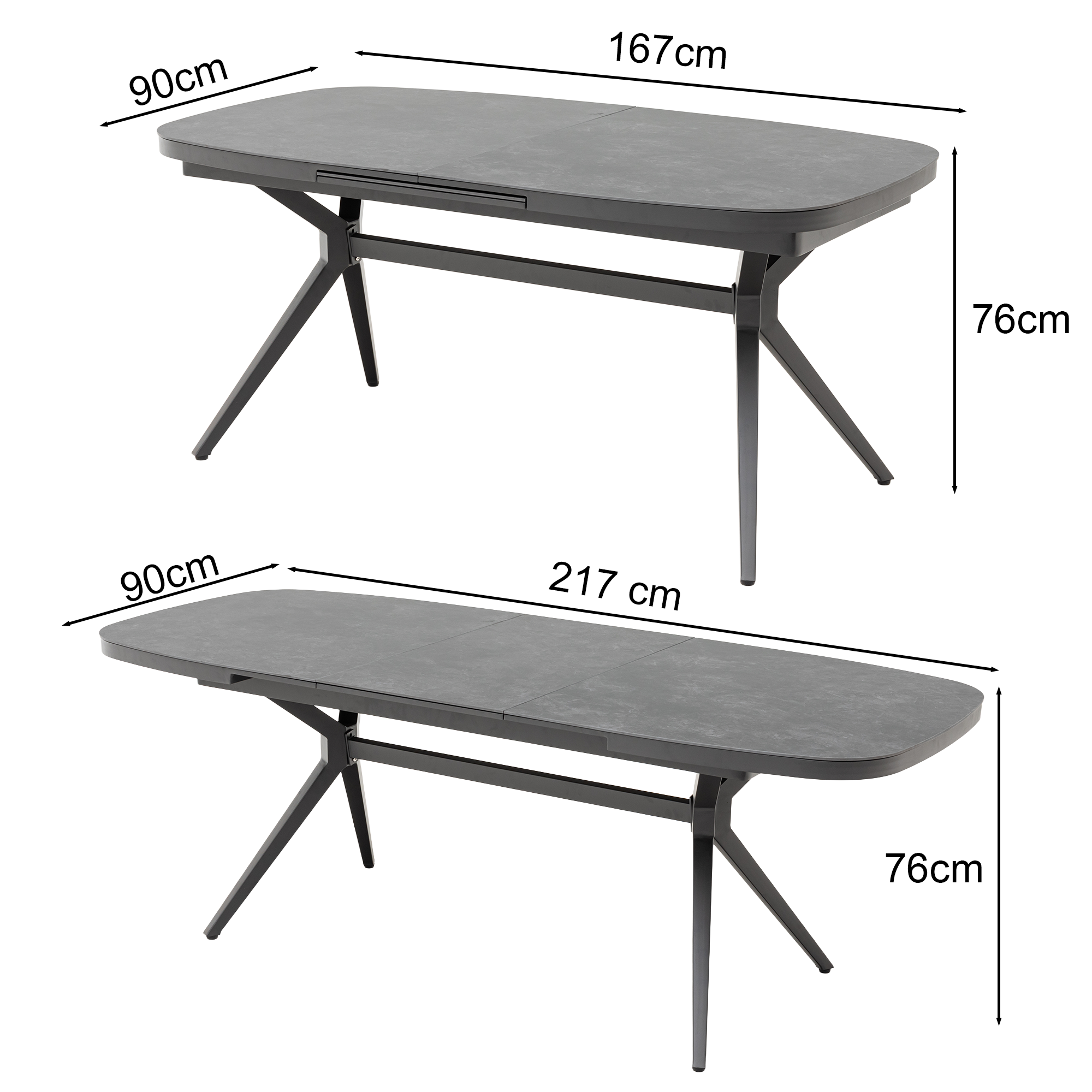 PREMIUM! Essgruppe / Dining Set MADRI VERDE Schwinger &amp; AURORA NERO DESIGN Ausziehtisch