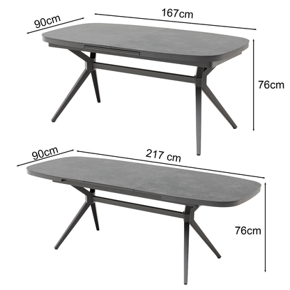 PREMIUM! Essgruppe / Dining Set MADRI VERDE Schwinger &amp; AURORA NERO DESIGN Ausziehtisch