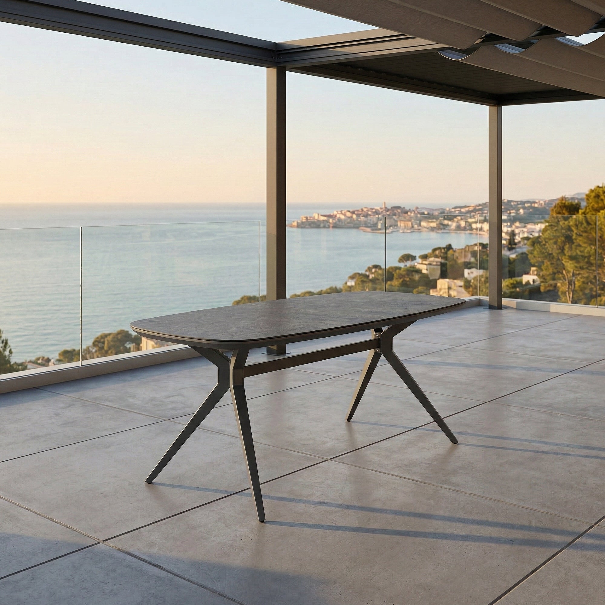 DESIGN! Tisch Aurora Alu kombiniert mit Sintered Stone Tischplatte / 160x80x75cm anthrazit