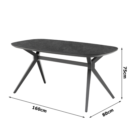 DESIGN! Tisch Aurora Alu kombiniert mit Sintered Stone Tischplatte / 160x80x75cm anthrazit