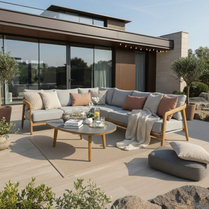 Inspired by nature! Ecklounge Set Granvia eine Kombination aus Alu Teakholz Rope und Olefin Stoff
