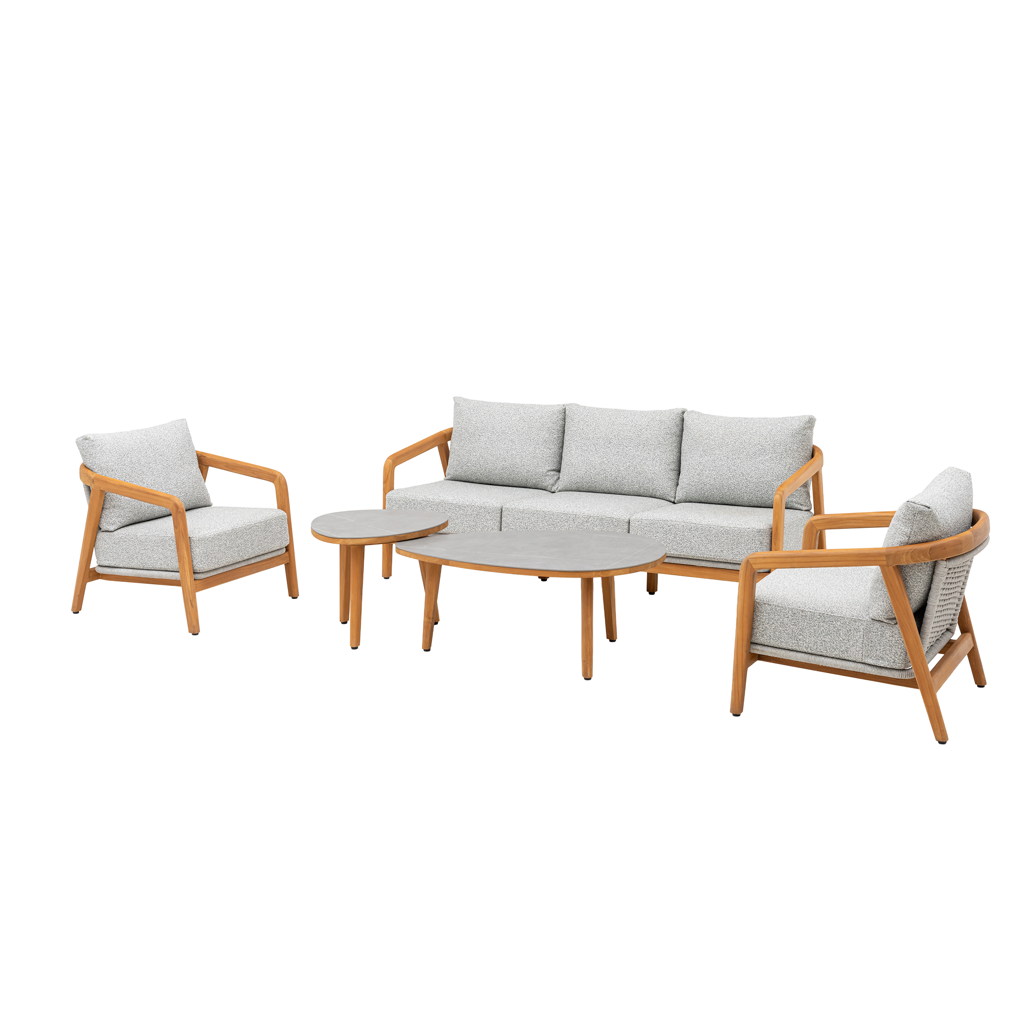 Inspired by nature! Lounge Set Granvia eine Kombination aus massivem Teakholz, Alu, Rope &amp; Olefin Stoff