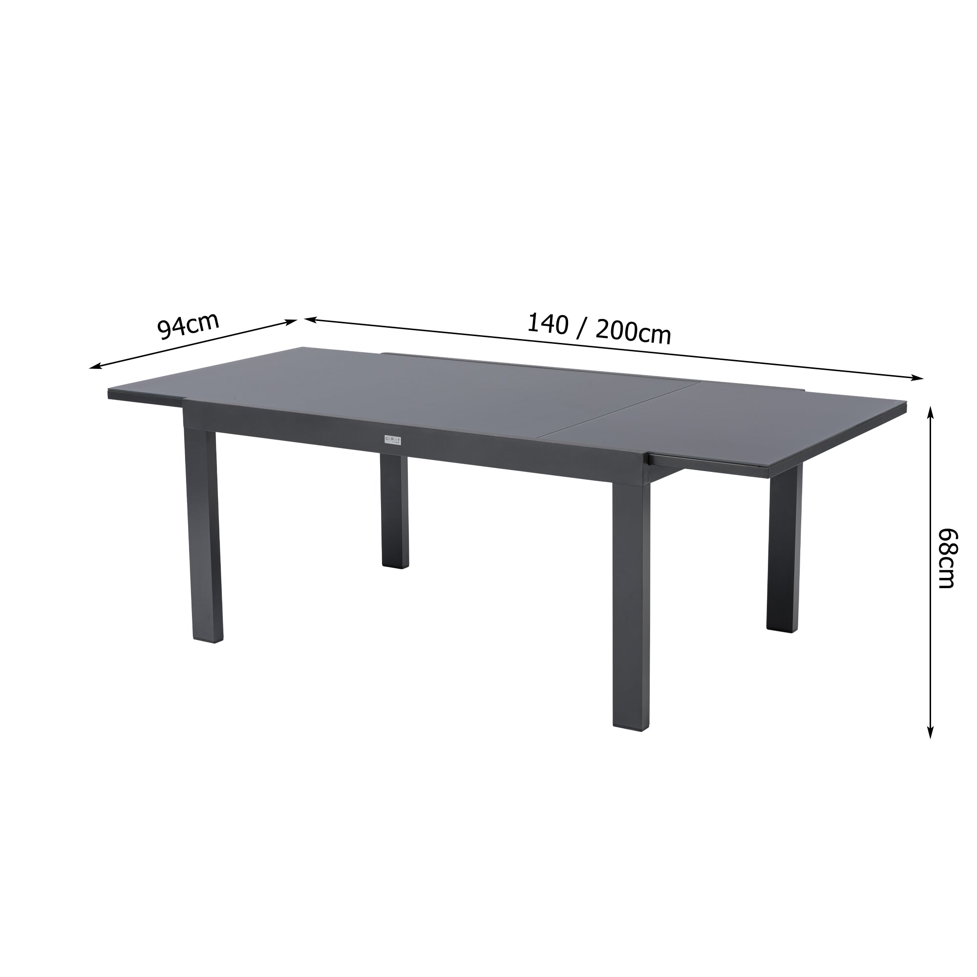 Aluminium Lounge -Ausziehtisch Tisch Torres 140/200x94x68cm anthrazit in trendiger Höhe ideal zum loungen