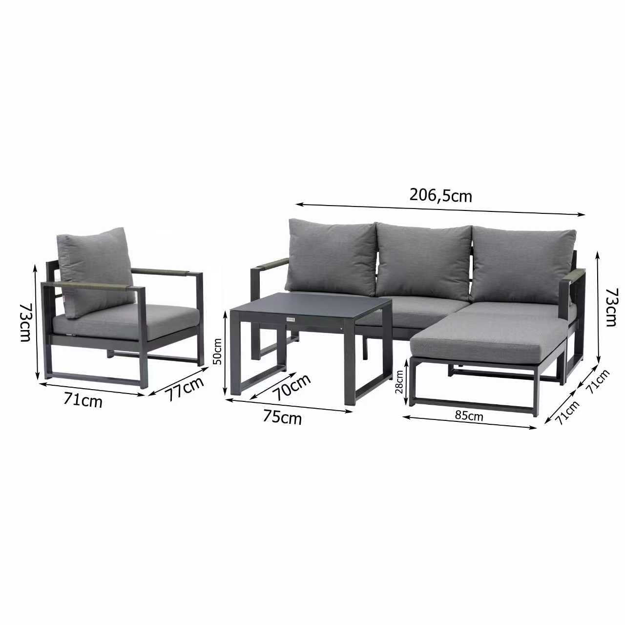 Kissen wegräumen? 365 Tage draußen lassen! Lounge Set Elana 100% wetterfest dank Sunbrella®