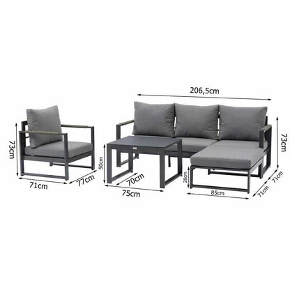 Kissen wegräumen? 365 Tage draußen lassen! Lounge Set Elana 100% wetterfest dank Sunbrella®